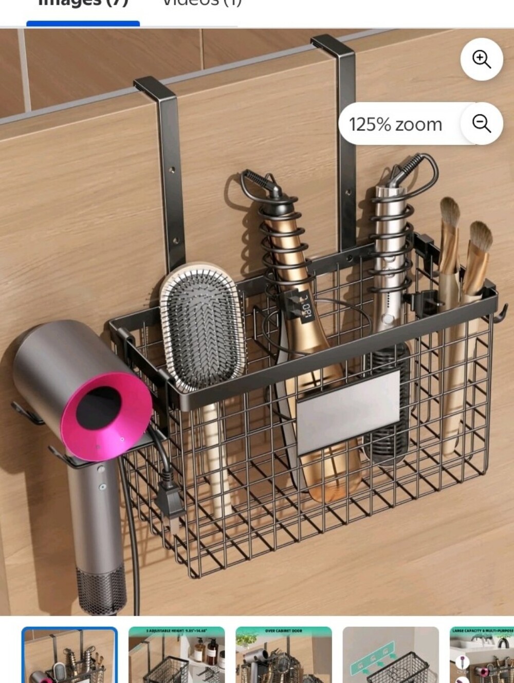 Black Over-the-Door Wire Storage Basket - Multi-Purpose Organizer
